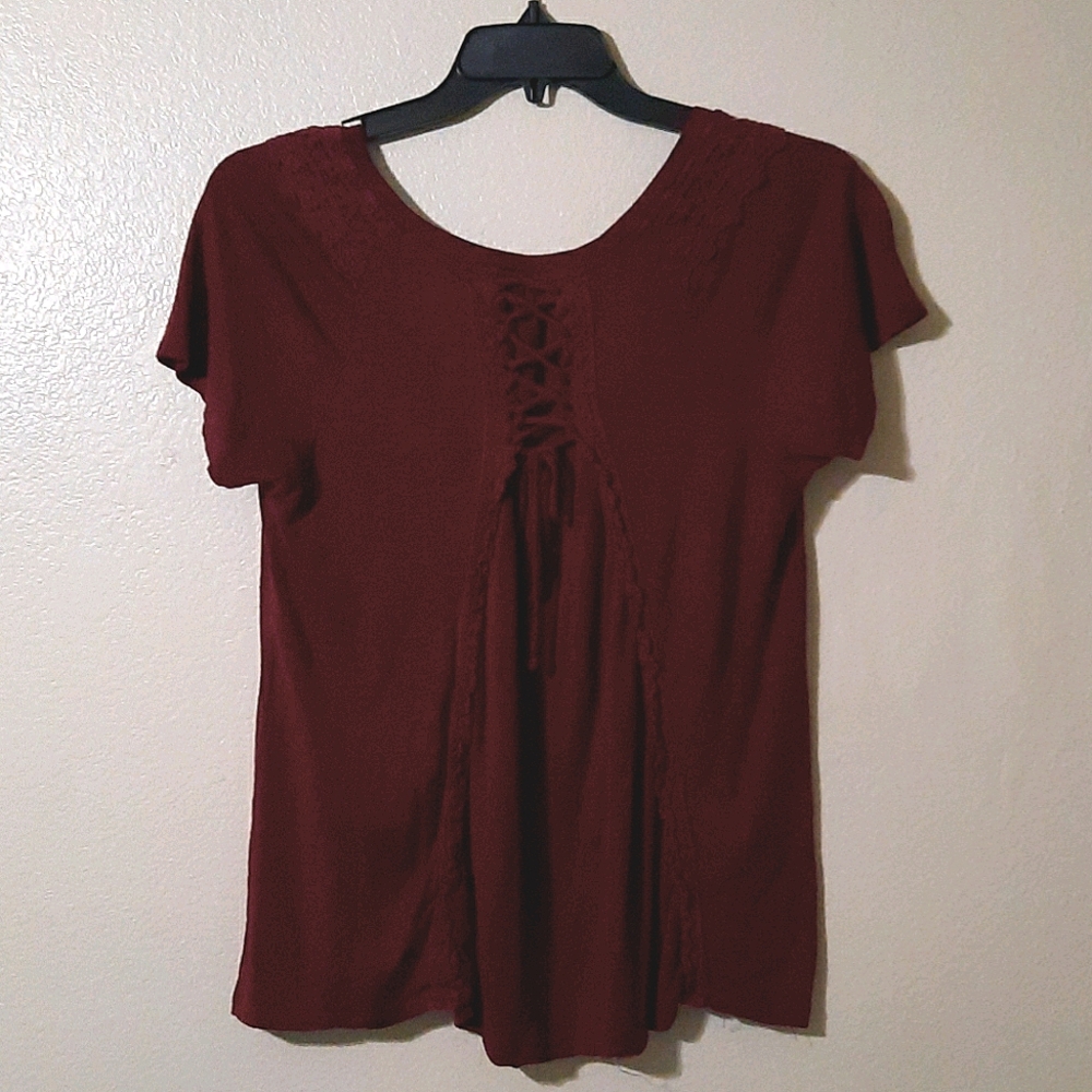 Lace up back top